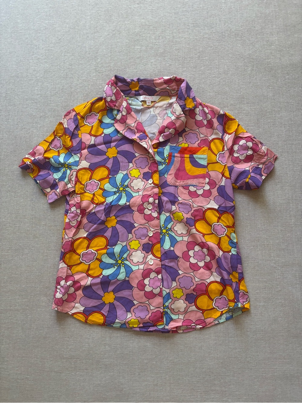 Benefit colorful flower power costume psychedelic whimsy shirt size M
